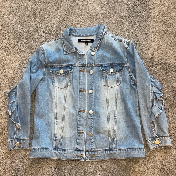 Jean Jacket with Ruffle Detailing — Ashley Mason — size L - Picture 1 of 3